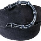 Donald Pliner Belt Brown Suede Silver Metal Horseshoe Buckle New NWT $225