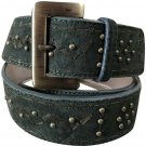 Donald Pliner Belt Dark Green Suede Embellished Gold Metal Studs New NWT $225