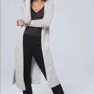 WHITE HOUSE BLACK MARKET Cardigan Duster Gray Silver Button Cuff Sequin Knit L WHITE HOUSE BLACK MARKET Cardigan Duster Gray Silver Button Cuff Sequin Knit L