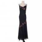 Xscape Black Floral Beaded Silk Maxi Slip Dress Sz 6/8/10 S/M Formal Evening Xscape Black Floral Beaded Silk Maxi Slip Dress Sz 6/8/10 S/M Formal Evening
