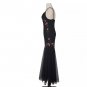 Xscape Black Floral Beaded Silk Maxi Slip Dress Sz 6/8/10 S/M Formal Evening