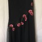 Xscape Black Floral Beaded Silk Maxi Slip Dress Sz 6/8/10 S/M Formal Evening