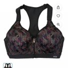 VSX Sports Bra Victoria Secret 36C Black multicolor black mesh front zip $60