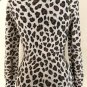 Cache Metallic Animal Print Ruched Keyhole Neck Top Stretch New $98 NWT Size S