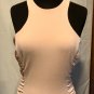 Cache Ruched Cut In Sleeve Back Zipper Lined Pink Top New Size S/M $118 NWT