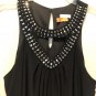 Cache Embellished Open Neck Body Hugging Lined Stretch Drop Waist Dress LBD Sz12