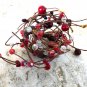 Rustic Red Pip Berry Beads Candle Ring 2" Opening Taper Votive Setting and Decor