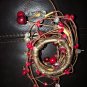 Rustic Red Pip Berry Beads Candle Ring 2" Opening Taper Votive Setting and Decor