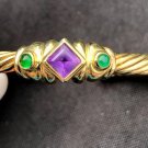 David Yurman 14k Yellow Gold Renaissance Amethyst Green Onyx Cuff Bracelet 16 g