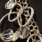 Chico&acirc;��s Multi Strands Silver Metal Chains Clear Acrylic Chunks Necklace 18"- 24"