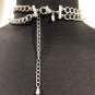 Chico&acirc;��s Multi Strands Silver Metal Chains Clear Acrylic Chunks Necklace 18"- 24"