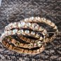Cache 3 Lot Bundle gold tone stretch bracelets multi size faceted crystals New
