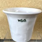 POTTERY BARN Christmas WISH Planter Pot 5” Ceramic Rae Dunn Style Xmas Cachepot