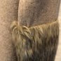 Boston Proper Tan Knit Pullover Turtleneck Dress with faux fur sleeve ends Sz L