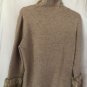 Boston Proper Tan Knit Pullover Turtleneck Dress with faux fur sleeve ends Sz L
