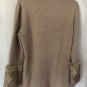 Boston Proper Tan Knit Pullover Turtleneck Dress with faux fur sleeve ends Sz L