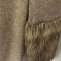 Boston Proper Tan Knit Pullover Turtleneck Dress with faux fur sleeve ends Sz L