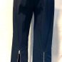 Cache $118 UN-ZIP 19" BACK LEG Split Pant Navy Blue Stretch 2" Self Belt Sz 4
