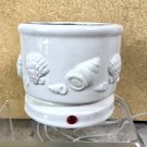 Electric LARGE JAR CANDLE WARMER Ceramic Crock BEACH CHAIRS Ocean SHELLS Electric LARGE JAR CANDLE WARMER Ceramic Crock BEACH CHAIRS Ocean SHELLS