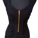 CACHE LBD Black 9" Front Zipper Ruched Lined Dress Sz S NWT New Stretch CACHE LBD Black 9" Front Zipper Ruched Lined Dress Sz S NWT New Stretch