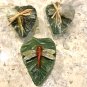 ILLUMINATIONS Floating Purple Green Dragonfly Leaf Candle New NWT Textured