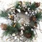 Rustic White Pip Berry Bells Candle Ring 5" Opening Pillar Jar Setting and Decor
