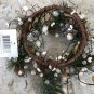 Rustic White Pip Berry Bells Candle Ring 5" Opening Pillar Jar Setting and Decor