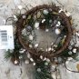 Rustic White Pip Berry Bells Candle Ring 5" Opening Pillar Jar Setting and Decor
