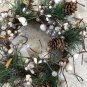 Rustic White Pip Berry Bells Candle Ring 5" Opening Pillar Jar Setting and Decor