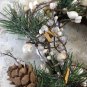 Rustic White Pip Berry Bells Candle Ring 5" Opening Pillar Jar Setting and Decor