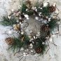 Rustic White Pip Berry Bells Candle Ring 5" Opening Pillar Jar Setting and Decor