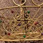 Pier 1 Gold Wired Red Green Purple Beads Tray Basket Storage Decor 11' x 9"