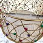 Pier 1 Gold Wired Red Green Purple Beads Tray Basket Storage Decor 11' x 9"
