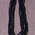Cache Necklace Black Bead Rhinestone Metal Pendant Choker Multi Strand Adjustabl