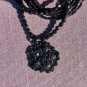 Cache Necklace Black Bead Rhinestone Metal Pendant Choker Multi Strand Adjustabl