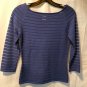 Cache Peek A Boo Alternating Sheer Purple Top Stretch Sz S/M Silk Spandex