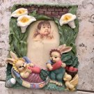 Easter Bunny Photo Frame 3D Textured Ceramic Resin Embellished New NWT 3" x 4"