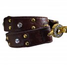 BKE from Buckle Brown Wrap Bracelet Leather Rhinestones Grommets 15" Gold Buckle BKE from Buckle Brown Wrap Bracelet Leather Rhinestones Grommets 15" Gold Buckle