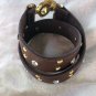 BKE from Buckle Brown Wrap Bracelet Leather Rhinestones Grommets 15" Gold Buckle
