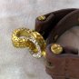 BKE from Buckle Brown Wrap Bracelet Leather Rhinestones Grommets 15" Gold Buckle