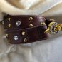 BKE from Buckle Brown Wrap Bracelet Leather Rhinestones Grommets 15" Gold Buckle