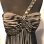 Cache Event Lined Dress Stretch 1 Shoulder Gemstone Ruched Grey Ombre Size 12 L