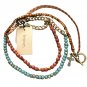 NWT BKE from Buckle Wrap Bracelet Necklace Cross Chain Leather Gems 36" long