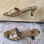 Stuart Weitzman Metallic Croc Tortoise Leather Shoe Sandal 7.5 Gold Yellow Green