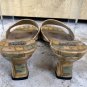 Stuart Weitzman Metallic Croc Tortoise Leather Shoe Sandal 7.5 Gold Yellow Green