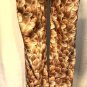 Cache Stretch Feathers Print Flat Front Zip Flair $128 Sz 2/4 Brown Tan Beige