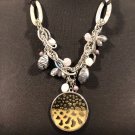 Chico’s Multi Media Glass Bead Metal Chains Pendant Necklace Silver Gold Chico’s Multi Media Glass Bead Metal Chains Pendant Necklace Silver Gold