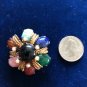 Unsigned SCHREINER Large Vintage Brooch Semi Precious Stones Pearl Gold Tone
