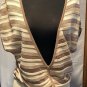 Cache LUXE Peek A Boo Knit Top NWT XS/S/M/L+ Metallic Kissed Banded Bottom $128