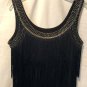 Cache Black Fringe Covered Embellished Top Lined Fun Event Wedding Sz M/L